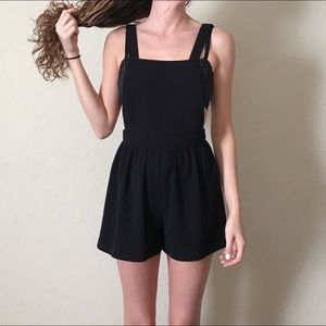 Chambray black overall shorts